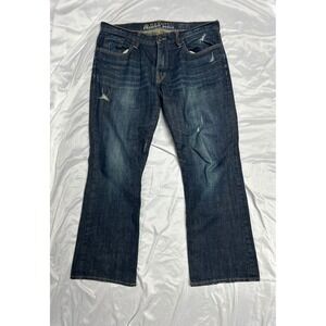 Old Navy Denim Mens 36x30 Low Rise Bootcut Jeans Dark Wash Distressed Y2K